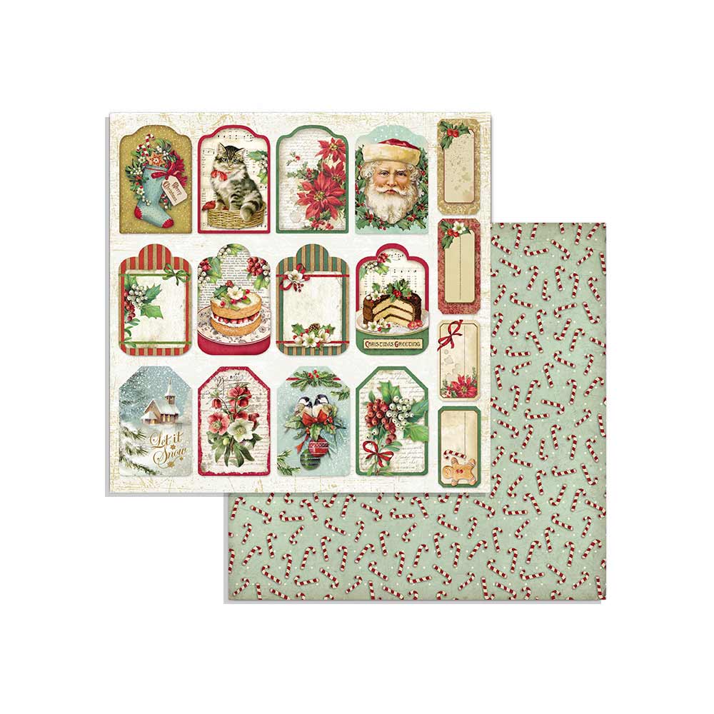 Stamperia CLASSIC CHRISTMAS 8X8 Double Faced Scrapbook Paper 10 Sheets + BONUS #SBBS17