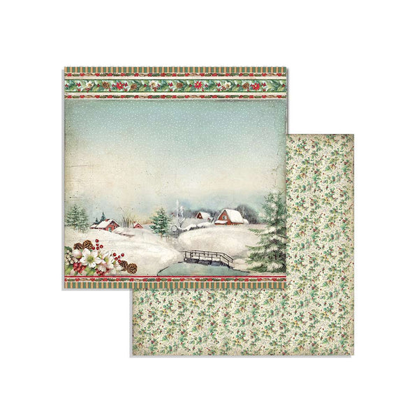 Stamperia CLASSIC CHRISTMAS 8X8 Double Faced Scrapbook Paper 10 Sheets + BONUS #SBBS17