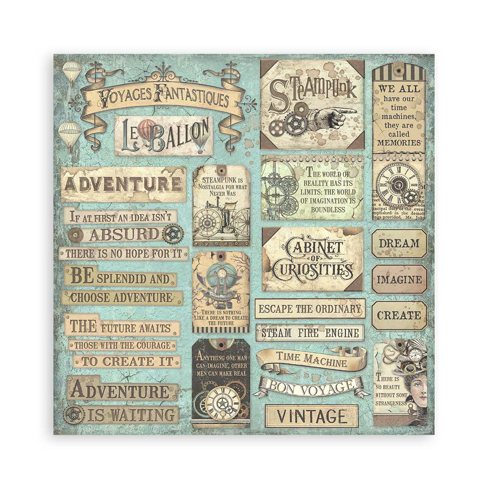 Stamperia VOYAGES FANTASTIQUES 8X8 Double Faced Scrapbook Paper 10 Sheets #SBBS30