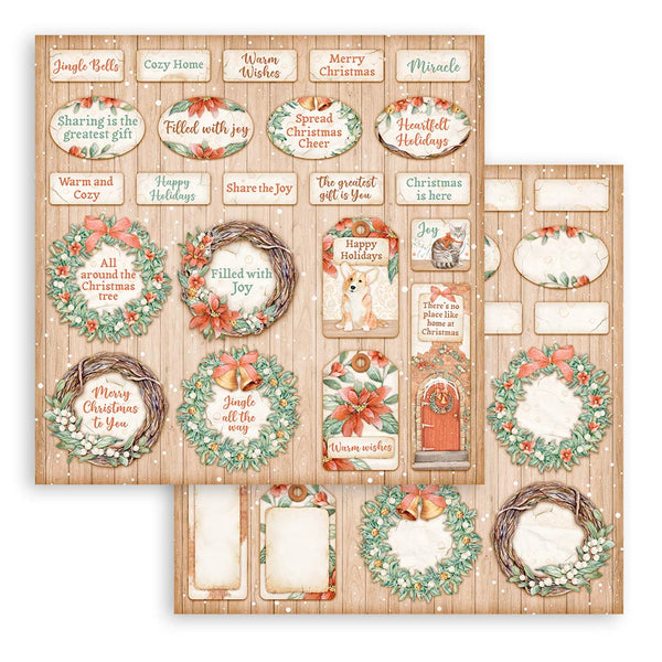 Stamperia ALL AROUND CHRISTMAS 8X8 Double Faced Paper 10 Sheets + Bonus #SBBS89