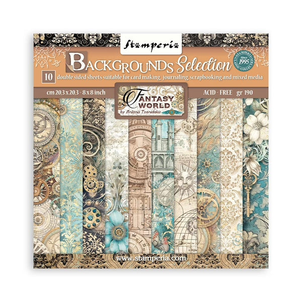 Stamperia Sir Vagabond in FANTASY WORLD 8X8 Maxi BACKGROUNDS Double Faced Paper 10 Sheets + Bonus #SBBS99