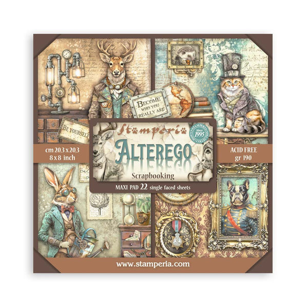 Stamperia ALTEREGO 8X8 SINGLE Faced Paper 22 SHEETS #SBBSXB06