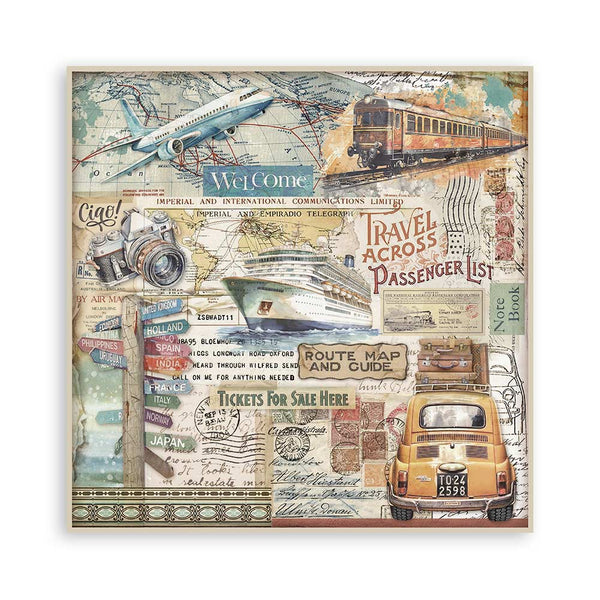 Stamperia ART OF TRAVELLING 8X8 SINGLE Faced Paper 22 SHEETS #SBBSXB07