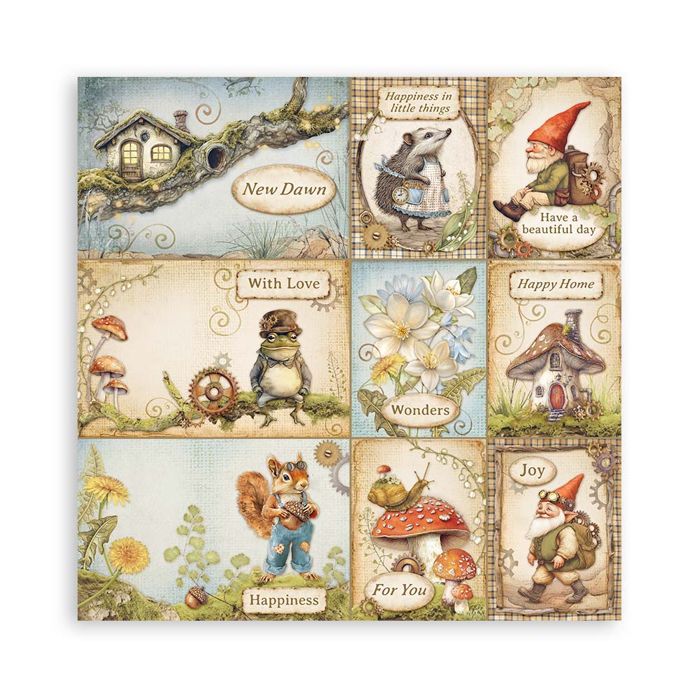 PRE-ORDER Stamperia HIDDEN GROVE 8X8 SINGLE Faced Paper 22 SHEETS #SBBSXB10