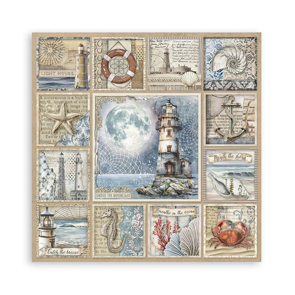 Stamperia SILENT SEA 8X8 SINGLE Faced Paper 22 SHEETS #SBBSXB12
