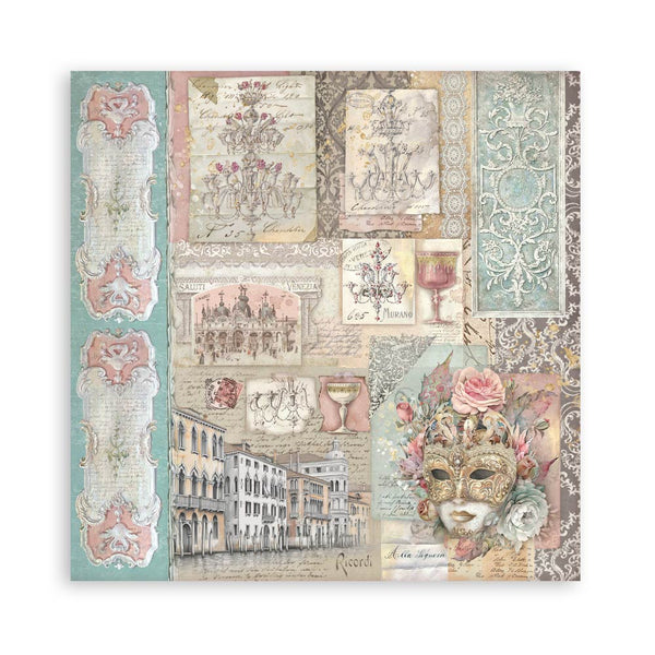 Stamperia VENICE CITY OF ART 8X8 SINGLE Faced Paper 22 SHEETS #SBBSXB14