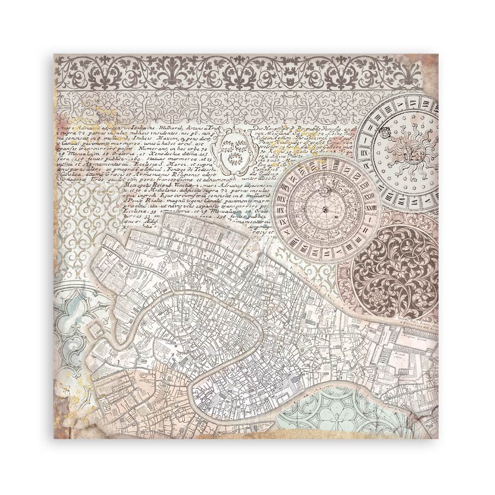 Stamperia VENICE CITY OF ART 8X8 SINGLE Faced Paper 22 SHEETS #SBBSXB14