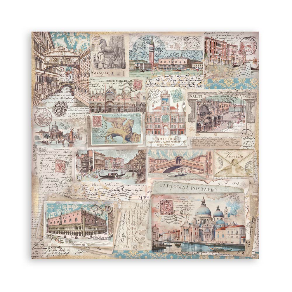 Stamperia VENICE CITY OF ART 8X8 SINGLE Faced Paper 22 SHEETS #SBBSXB14