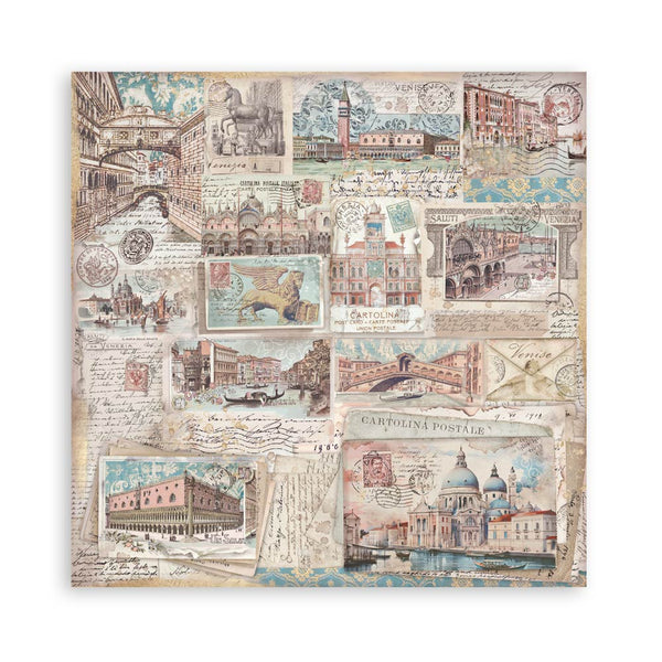 Stamperia VENICE CITY OF ART 8X8 SINGLE Faced Paper 22 SHEETS #SBBSXB14