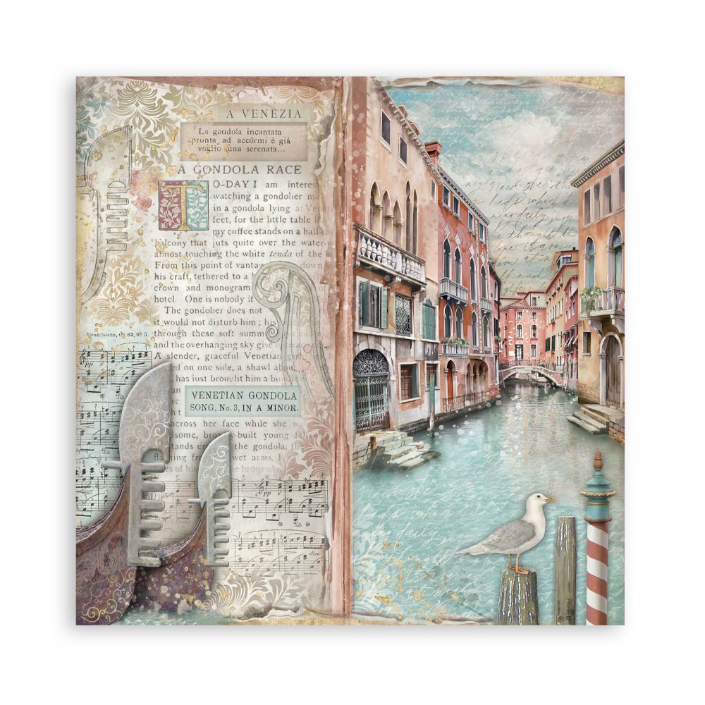 Stamperia VENICE CITY OF ART 8X8 SINGLE Faced Paper 22 SHEETS #SBBSXB14