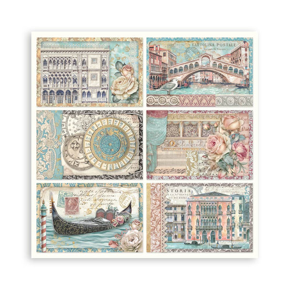 Stamperia VENICE CITY OF ART 8X8 SINGLE Faced Paper 22 SHEETS #SBBSXB14