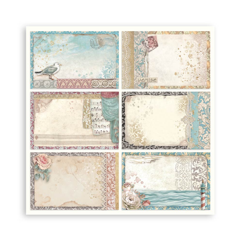 Stamperia VENICE CITY OF ART 8X8 SINGLE Faced Paper 22 SHEETS #SBBSXB14