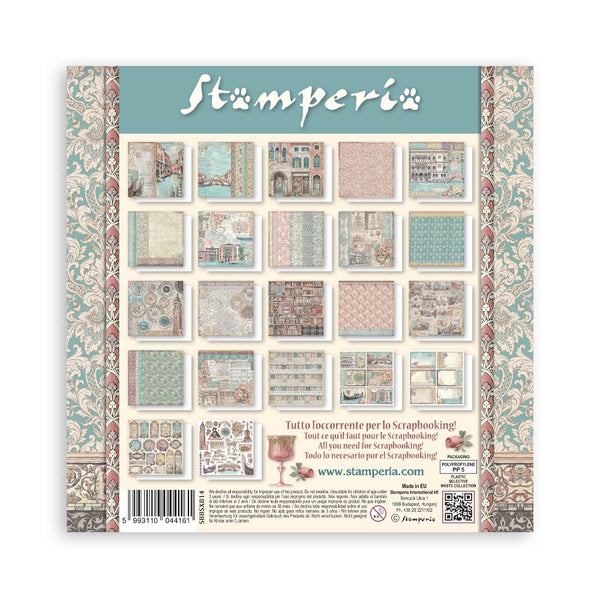 Stamperia VENICE CITY OF ART 8X8 SINGLE Faced Paper 22 SHEETS #SBBSXB14
