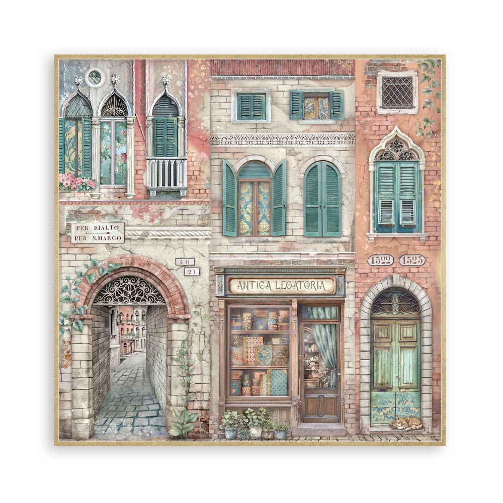 Stamperia VENICE CITY OF ART 8X8 SINGLE Faced Paper 22 SHEETS #SBBSXB14