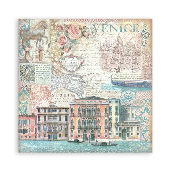 Stamperia VENICE CITY OF ART 8X8 SINGLE Faced Paper 22 SHEETS #SBBSXB14