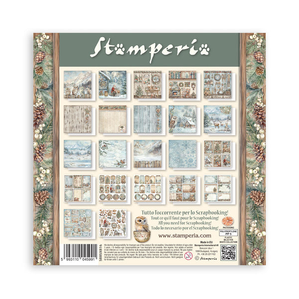 Stamperia THE OWL'S HOUSE Christmas 8X8 SINGLE Faced Paper 22 SHEETS #SBBSXB16