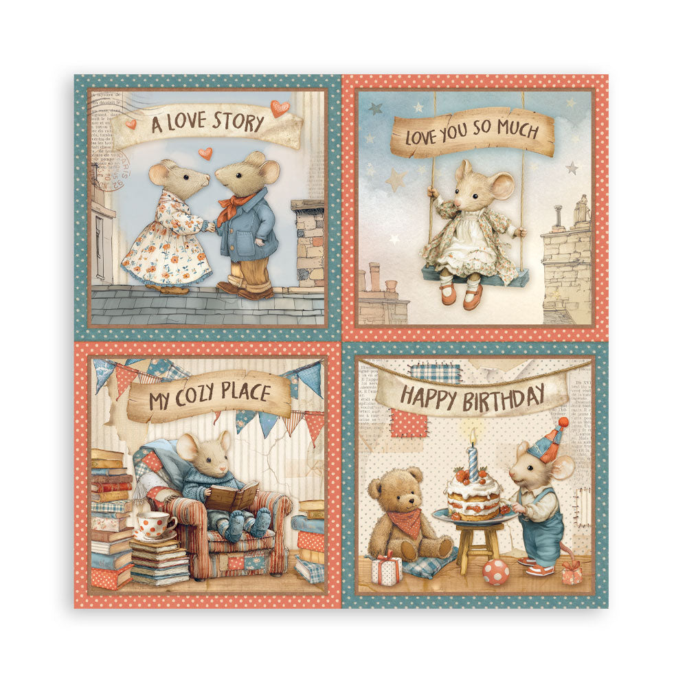 Stamperia FAMILY 8X8 SINGLE Faced Paper 22 SHEETS #SBBSXB21