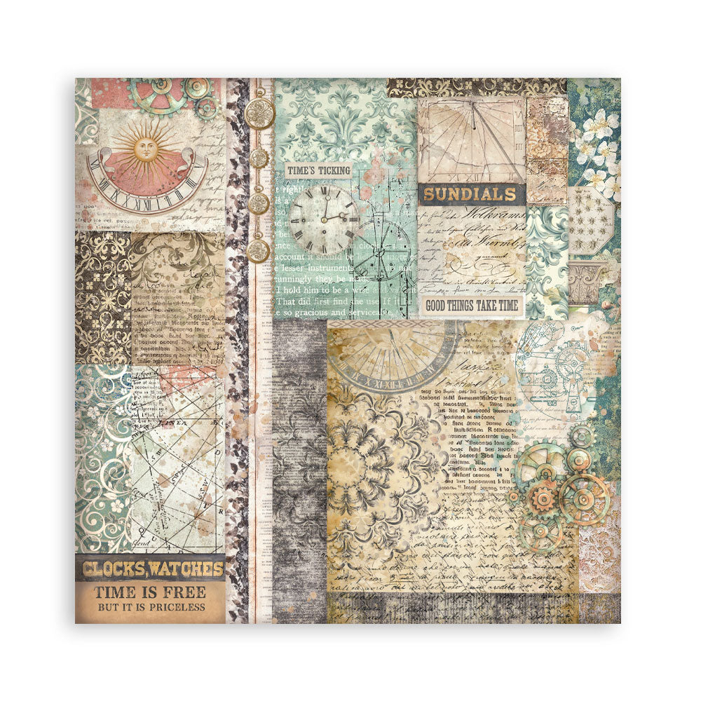 Stamperia GARDENS OF TIME 8X8 SINGLE Faced Paper 22 SHEETS #SBBSXB24