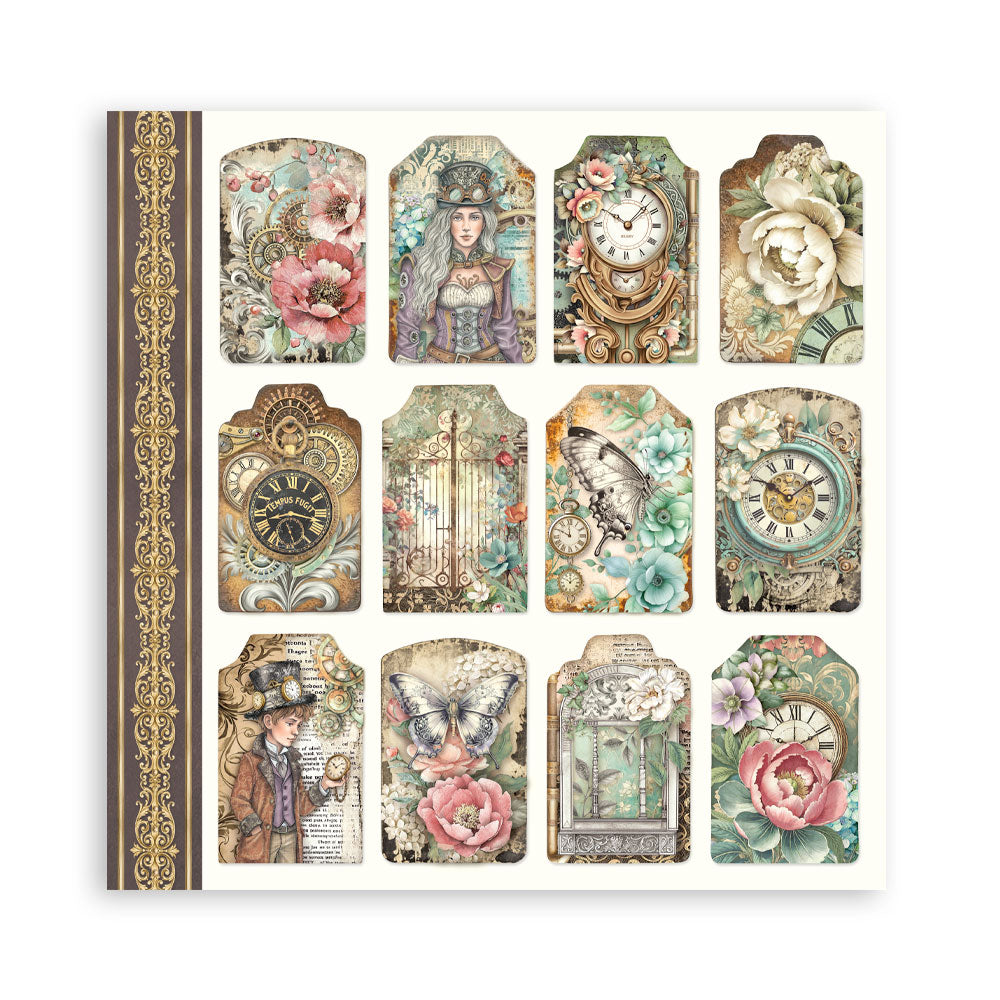 Stamperia GARDENS OF TIME 8X8 SINGLE Faced Paper 22 SHEETS #SBBSXB24