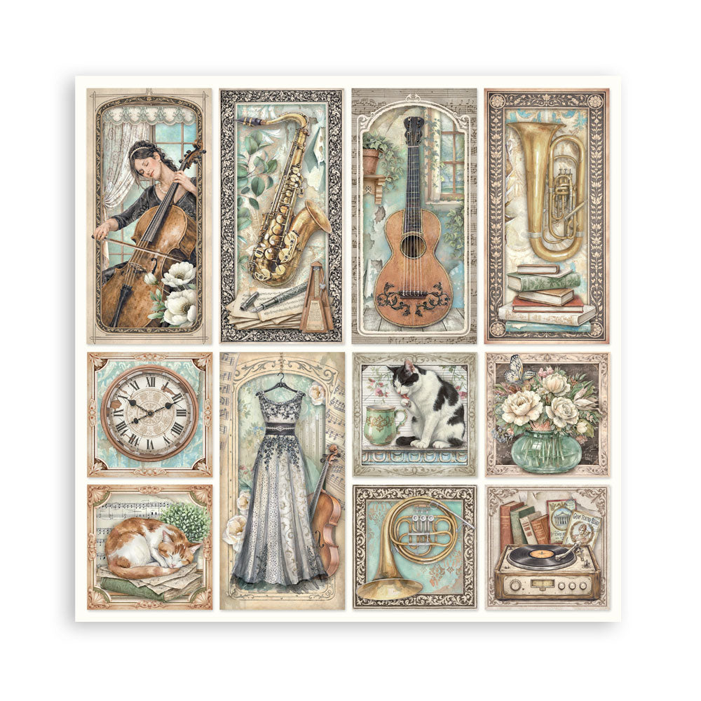 Stamperia SYMPHONY 8X8 SINGLE Faced Paper 22 SHEETS #SBBSXB26