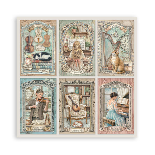 Stamperia SYMPHONY 8X8 SINGLE Faced Paper 22 SHEETS #SBBSXB26