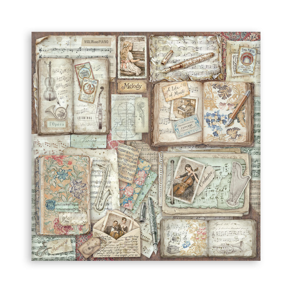 Stamperia SYMPHONY 8X8 SINGLE Faced Paper 22 SHEETS #SBBSXB26