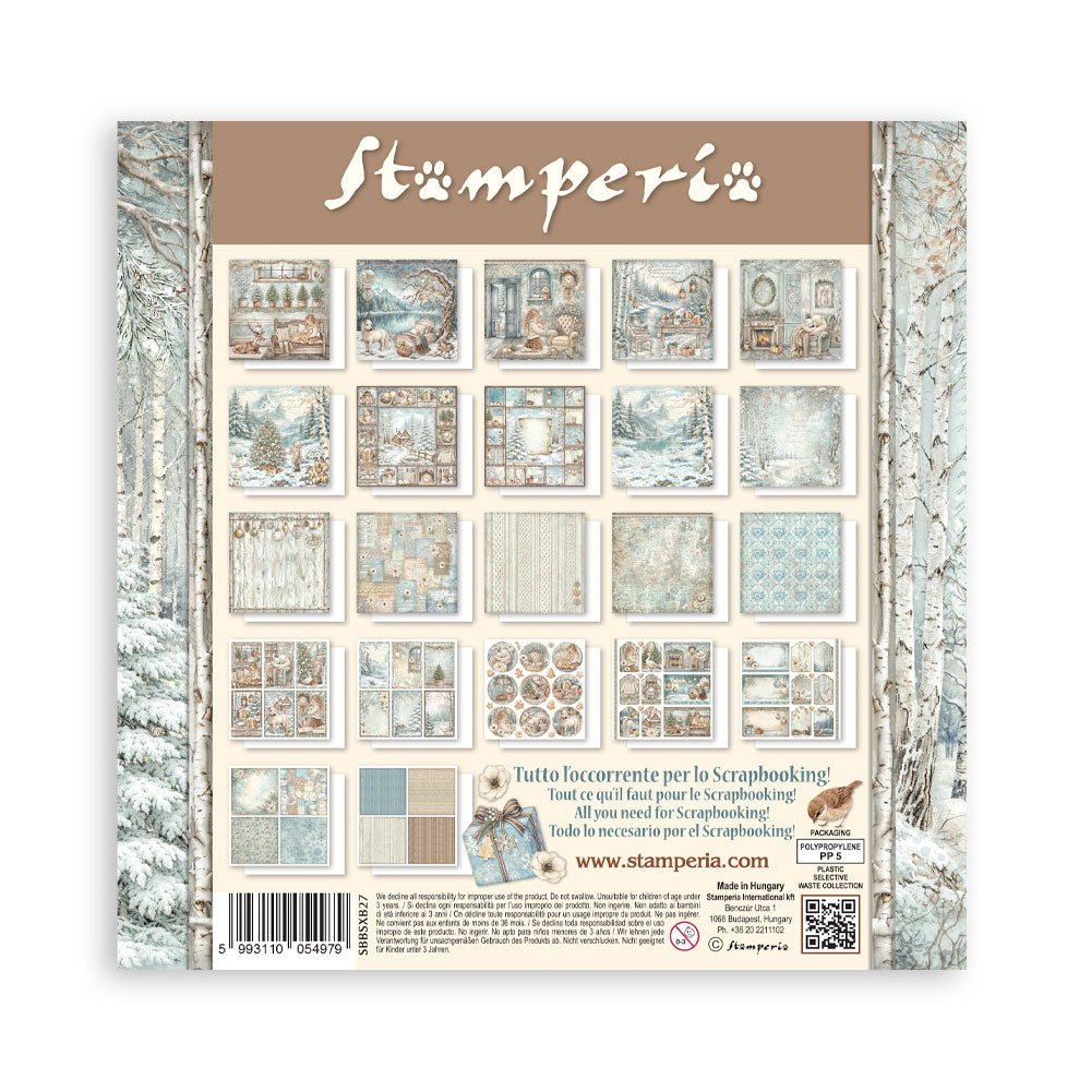 Stamperia WHITE CHRISTMAS 8X8 SINGLE Faced Paper 22 Sheets #SBBSXB27