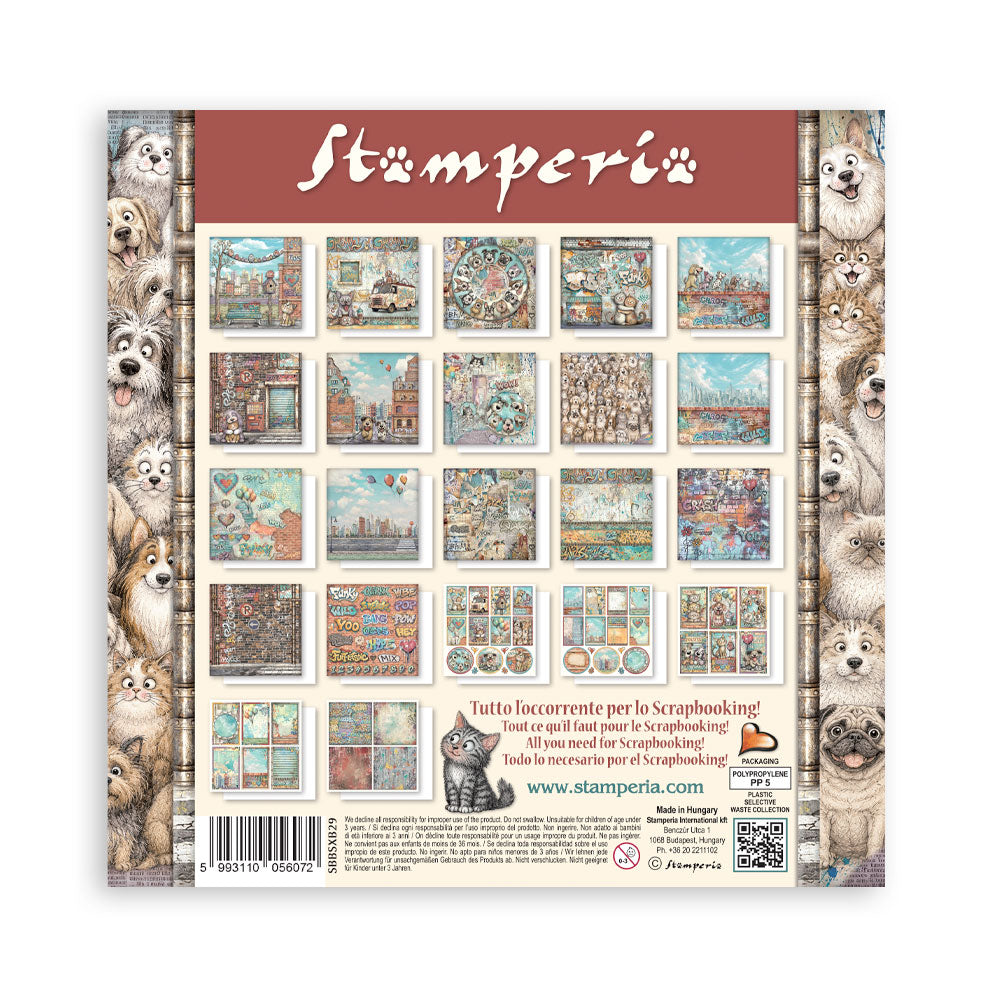 Stamperia FURRY FRIENDS 2 - 8X8 SINGLE Faced Paper 22 Sheets #SBBSXB29