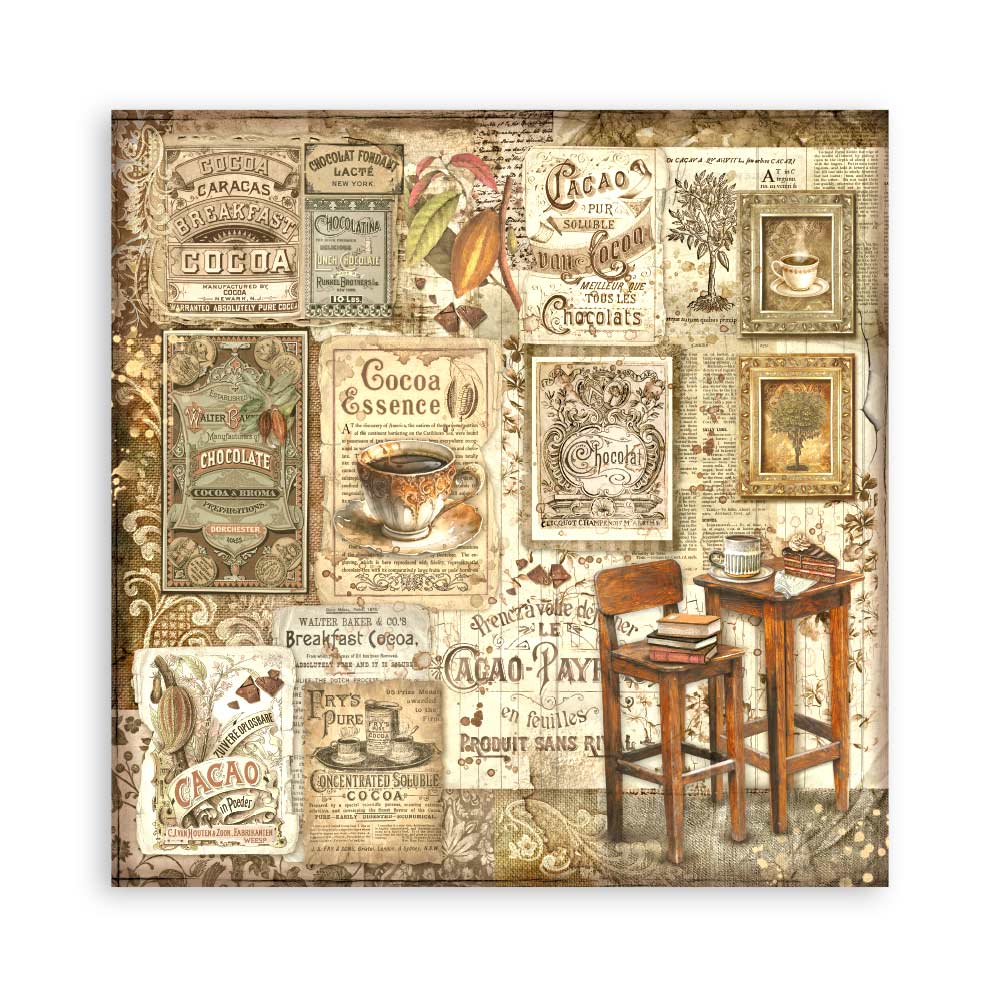Stamperia COFFEE and CHOCOLATE 12x12 Single Sided Scrapbook Paper 22 pcs #SBBXLB13