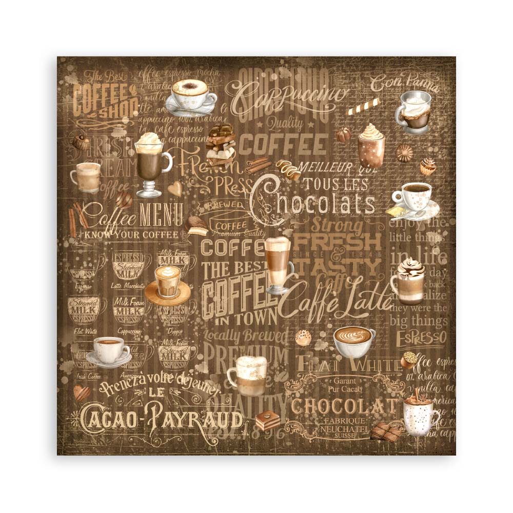 Stamperia COFFEE and CHOCOLATE 12x12 Single Sided Scrapbook Paper 22 pcs #SBBXLB13