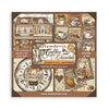 Scrapbooking paper pad with coffee and chocolate theme design on a white background