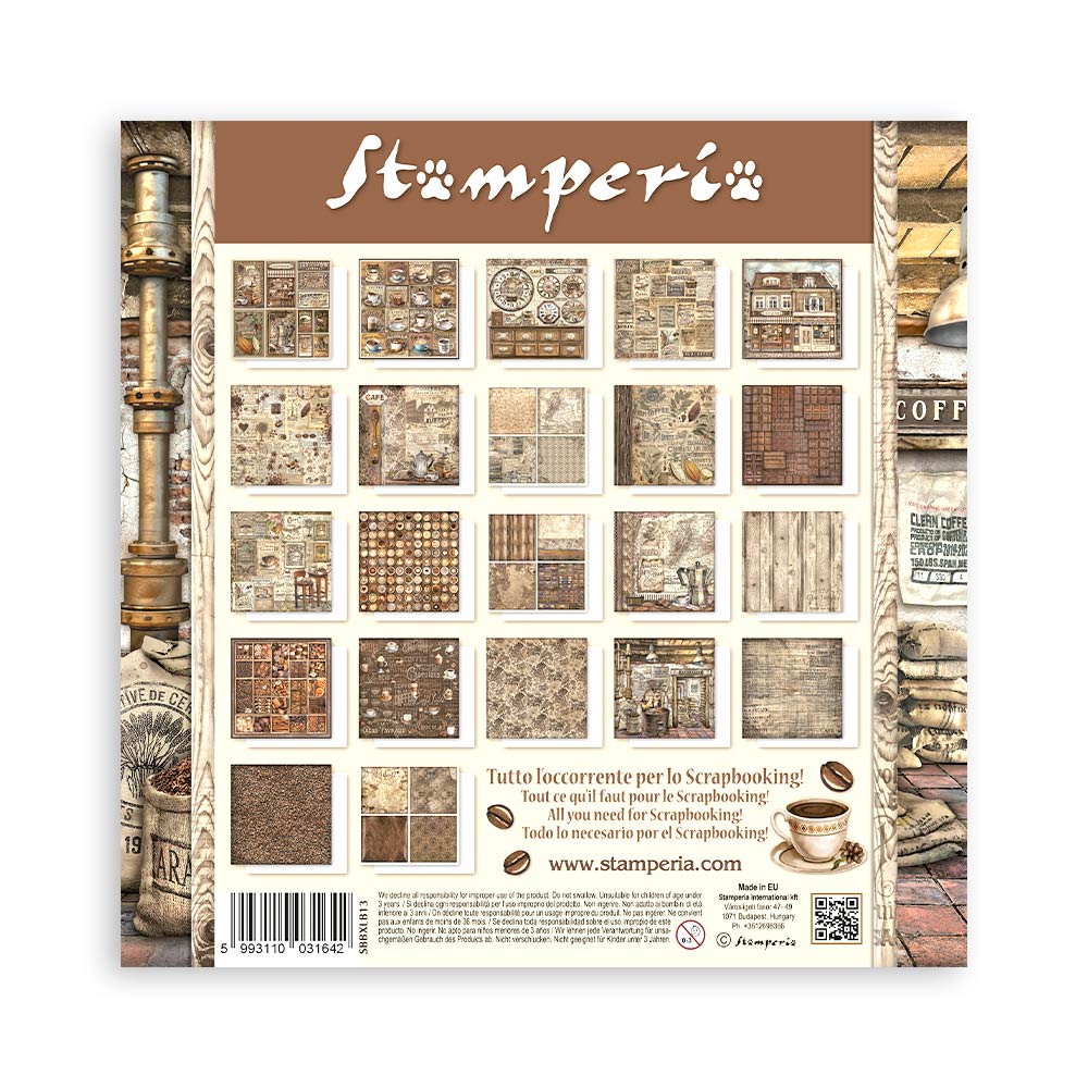 Stamperia paper pack with vintage-themed design on a white background