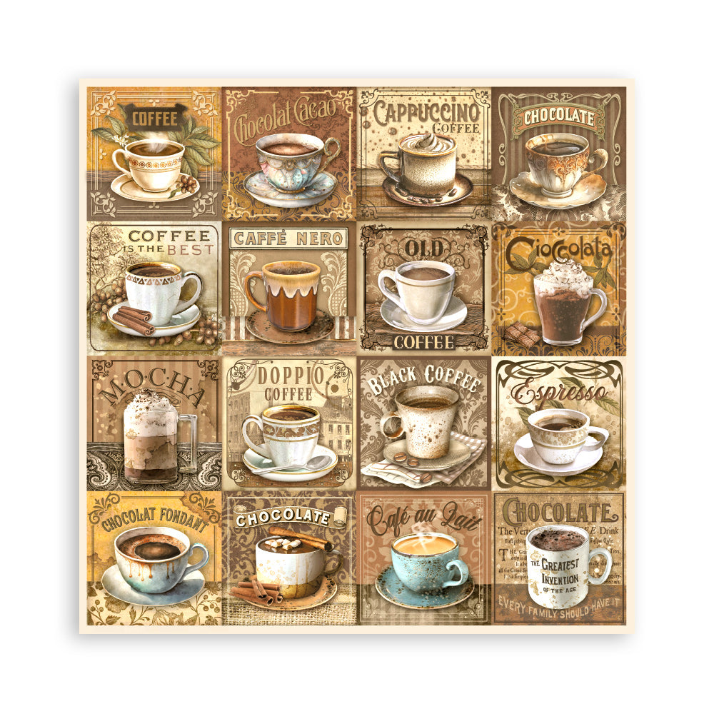 Stamperia COFFEE and CHOCOLATE 12x12 Single Sided Scrapbook Paper 22 pcs #SBBXLB13