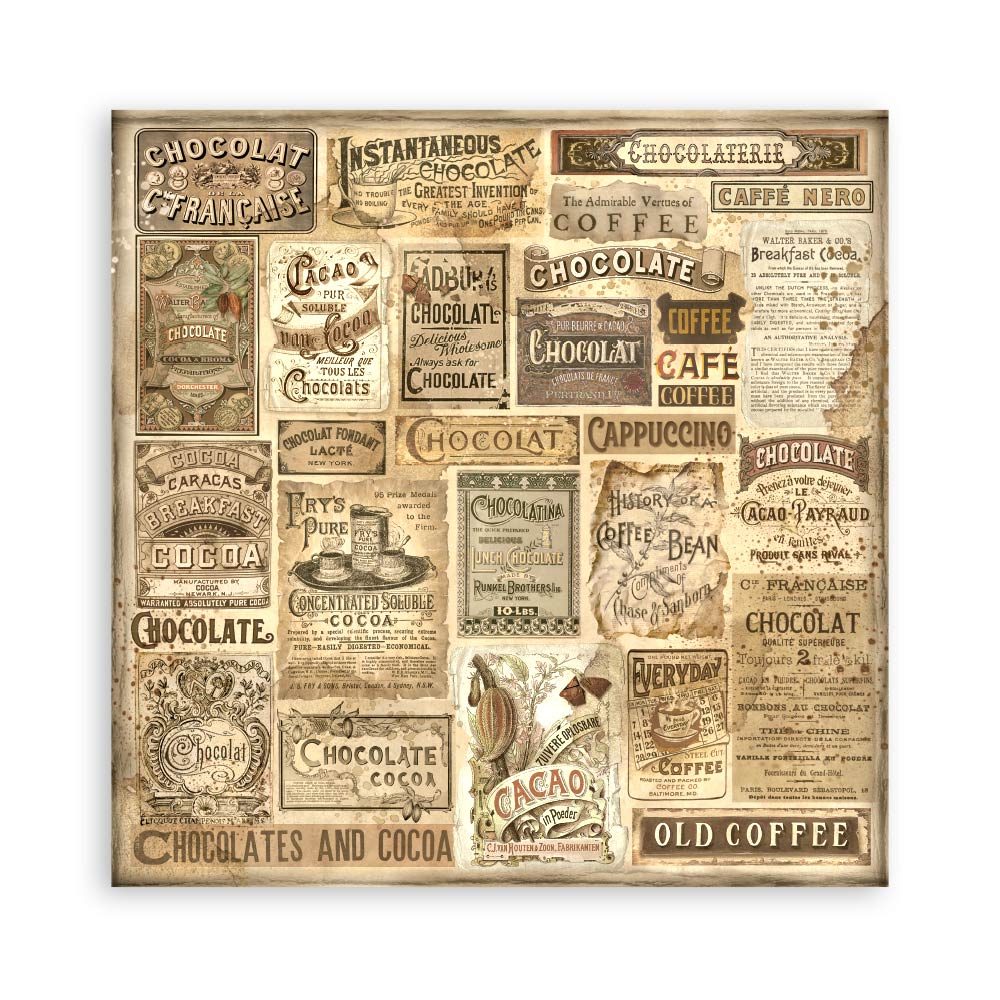 Stamperia COFFEE and CHOCOLATE 12x12 Single Sided Scrapbook Paper 22 pcs #SBBXLB13