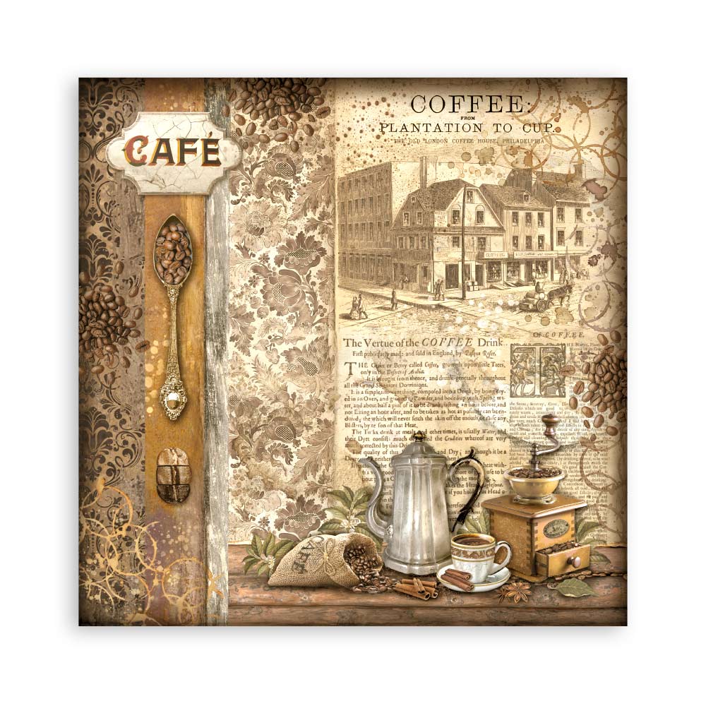 Stamperia COFFEE and CHOCOLATE 12x12 Single Sided Scrapbook Paper 22 pcs #SBBXLB13