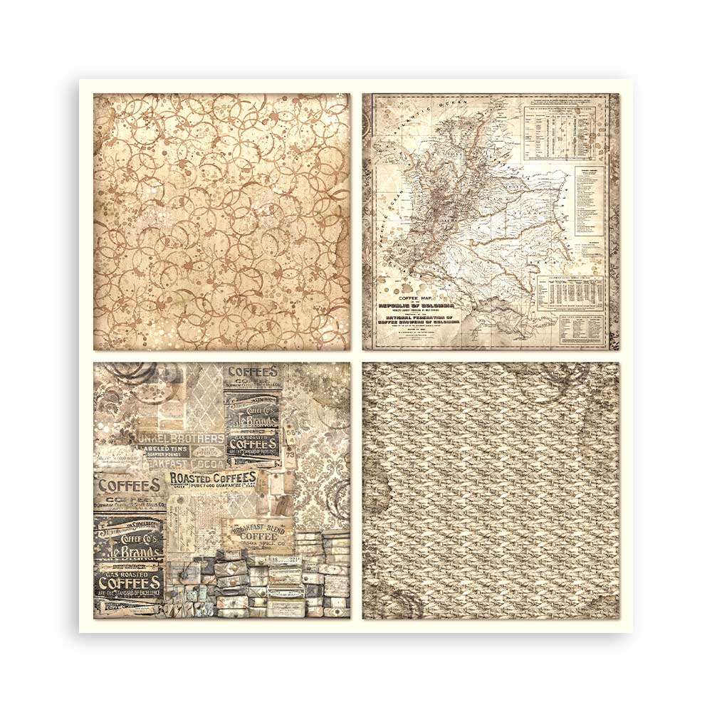 Stamperia COFFEE and CHOCOLATE 12x12 Single Sided Scrapbook Paper 22 pcs #SBBXLB13