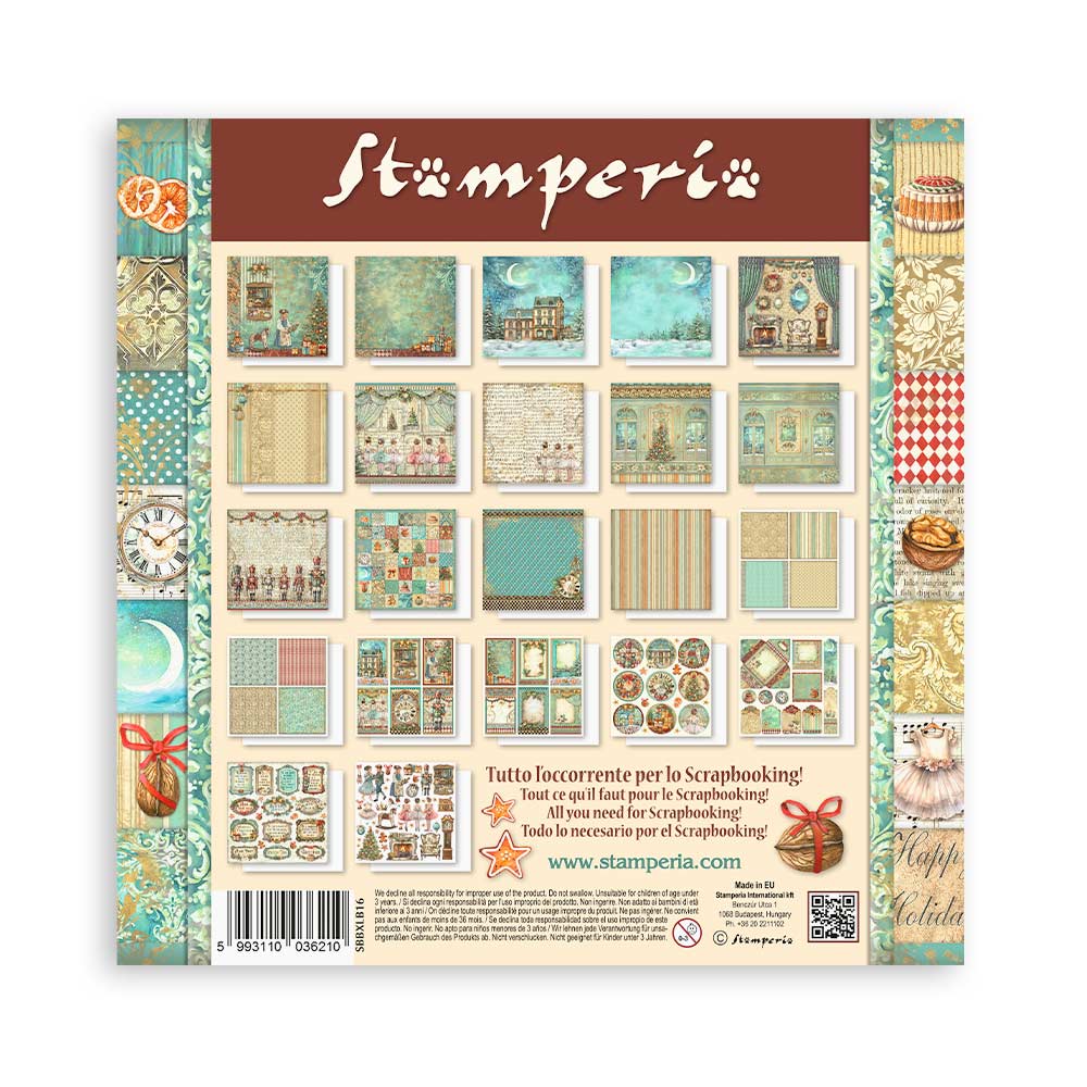 Stamperia Christmas THE NUTCRACKER 12x12 Single Sided Scrapbook Paper 22 pcs #SBBXLB16