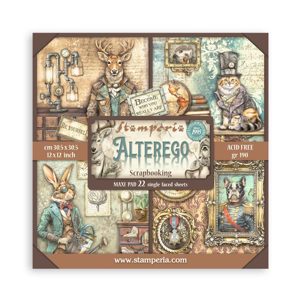 Stamperia ALTEREGO 12x12 Single Sided Scrapbook Paper 22 pcs #SBBXLB18