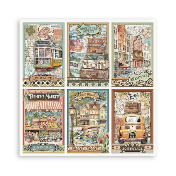 Stamperia ART OF TRAVELLING 12x12 Single Sided Scrapbook Paper 22 pcs #SBBXLB19