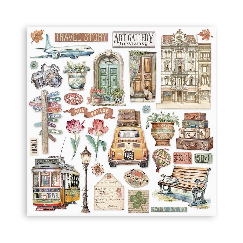 Stamperia ART OF TRAVELLING 12x12 Single Sided Scrapbook Paper 22 pcs #SBBXLB19