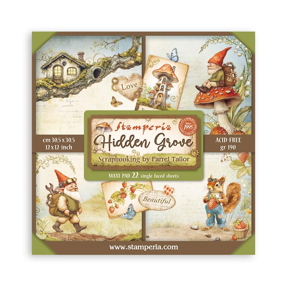 PRE-ORDER Stamperia HIDDEN GROVE 12x12 Single Sided Scrapbook Paper 22 pcs #SBBXLB22