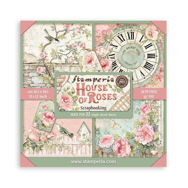 PRE-ORDER Stamperia HOUSE OF ROSES 12x12 Single Sided Scrapbook Paper 22 pcs #SBBXLB23