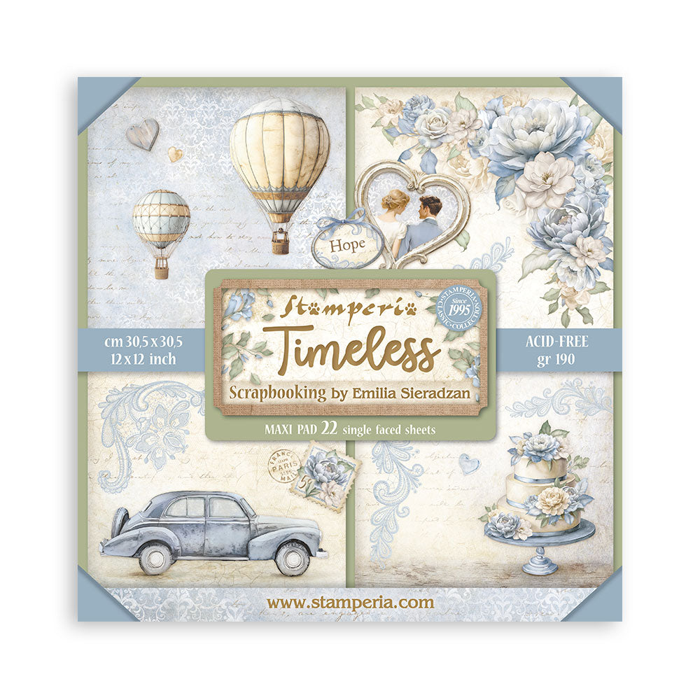 Stamperia TIMELESS 12x12 Single Sided Scrapbook Paper 22 pcs #SBBXLB25