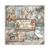 Scrapbooking paper pad packaging with winter-themed illustrations and 'Stamperia' branding.