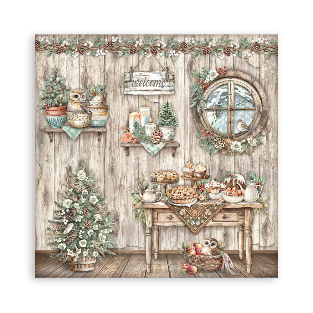 Stamperia THE OWL'S HOUSE CHRISTMAS 12x12 Single Sided Scrapbook Paper 22 pcs #SBBXLB28