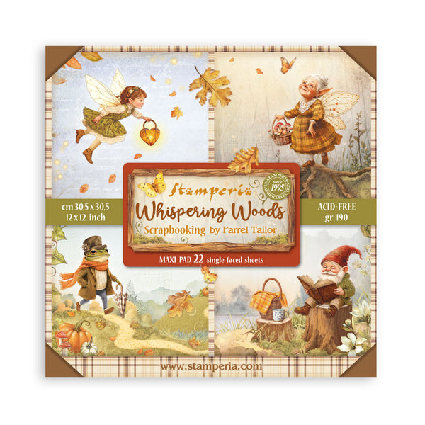 Stamperia WHISPERING WOODS 12x12 Single Sided Scrapbook Paper 22 pcs #SBBXLB29