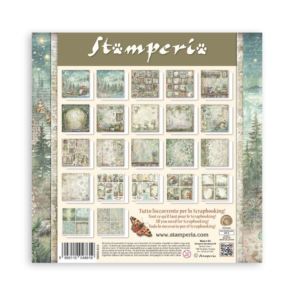 Stamperia scrapbooking paper pad with nature-themed designs on a white background