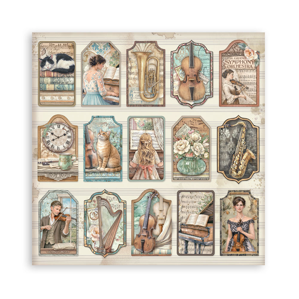 Stamperia SYMPHONY 12x12 Single Sided Scrapbook Paper 22 pcs #SBBXLB38