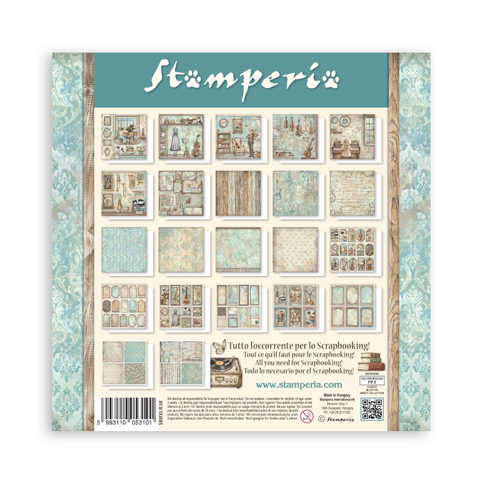 Stamperia SYMPHONY 12x12 Single Sided Scrapbook Paper 22 pcs #SBBXLB38