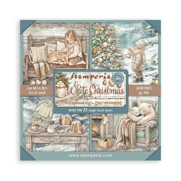 Stamperia WHITE CHRISTMAS 12x12 Single Sided Scrapbook Paper 22 pcs #SBBXLB39